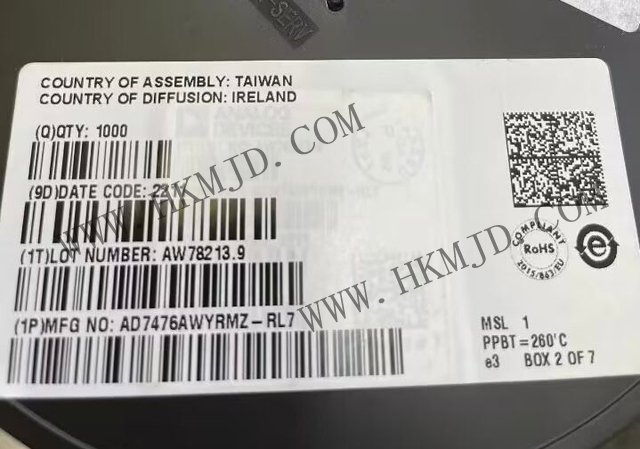 12位ADC AD7476AWYRMZ 1 MSPS、低功耗A/D轉(zhuǎn)換器，采用MSOP封裝