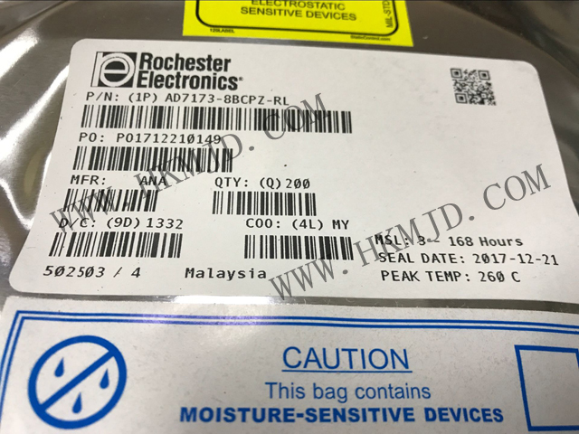 AD7173-8BCPZ：8/16通道、31.25kSPS、24位Σ-Δ型ADC