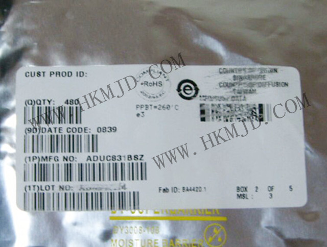 ADUC831BSZ：具有嵌入式62 KB閃存MCU的MicroConverter?、12位ADC和DAC