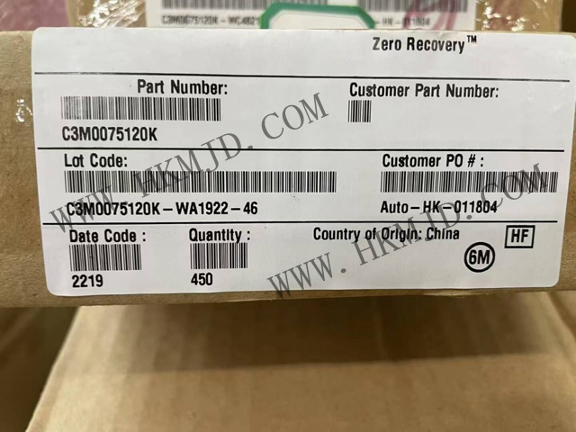 現貨供應 Wolfspeed C3M0075120K 1200V SiC MOSFET，75mΩ 低導通電阻